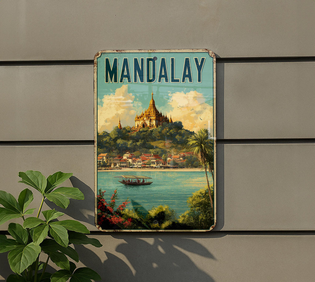 Retro Mandalay Travel Poster Tin Sign – Vintage Burma Wall Art, Metal Decor for Home, Bar, or Office — photo 5