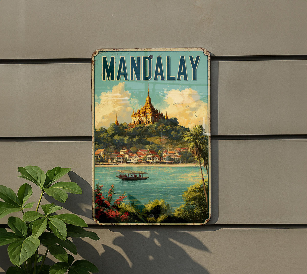 Retro Mandalay Travel Poster Tin Sign – Vintage Burma Wall Art, Metal Decor for Home, Bar, or Office — photo 5