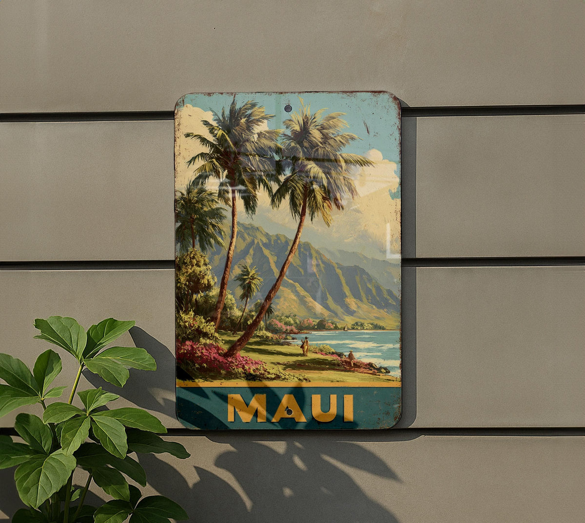 Retro Maui Travel Poster Tin Sign – Vintage Hawaii Wall Art, Metal Beach Decor, Island Souvenir for Home or Bar — photo 5