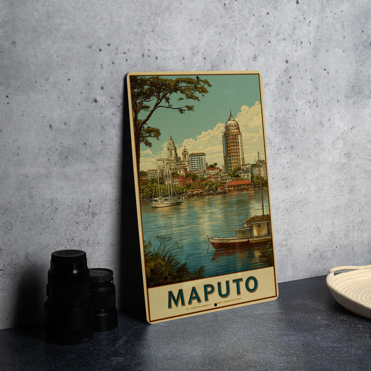 Retro Maputo Travel Poster Style Tin Sign – Vintage Metal Wall Art Decor for Home, Bar, Garage, or Man Cave — photo 4