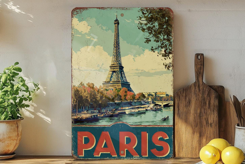 Retro Paris Travel Poster Tin Sign – Vintage French Wall Art, Metal Decor for Home, Kitchen, Bar, Café, or Office — photo 2
