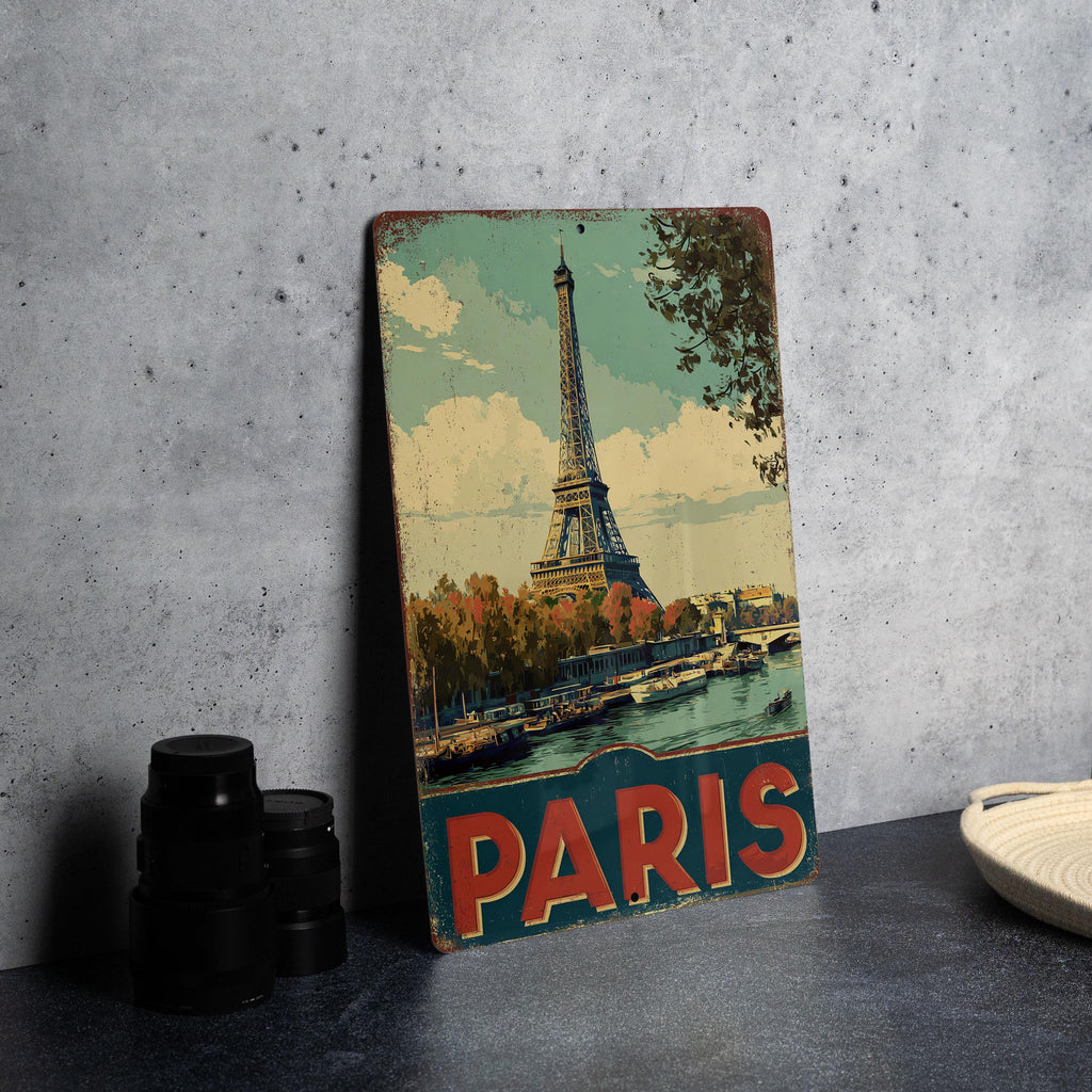 Retro Paris Travel Poster Tin Sign – Vintage French Wall Art, Metal Decor for Home, Kitchen, Bar, Café, or Office — photo 4
