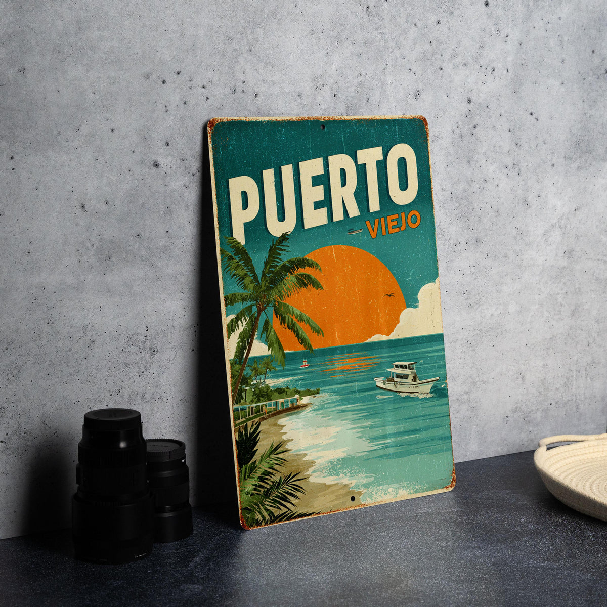 Puerto Viejo Retro Travel Poster Tin Sign – Vintage Style Puerto Rico Metal Wall Art for Home or Bar Decor — photo 4