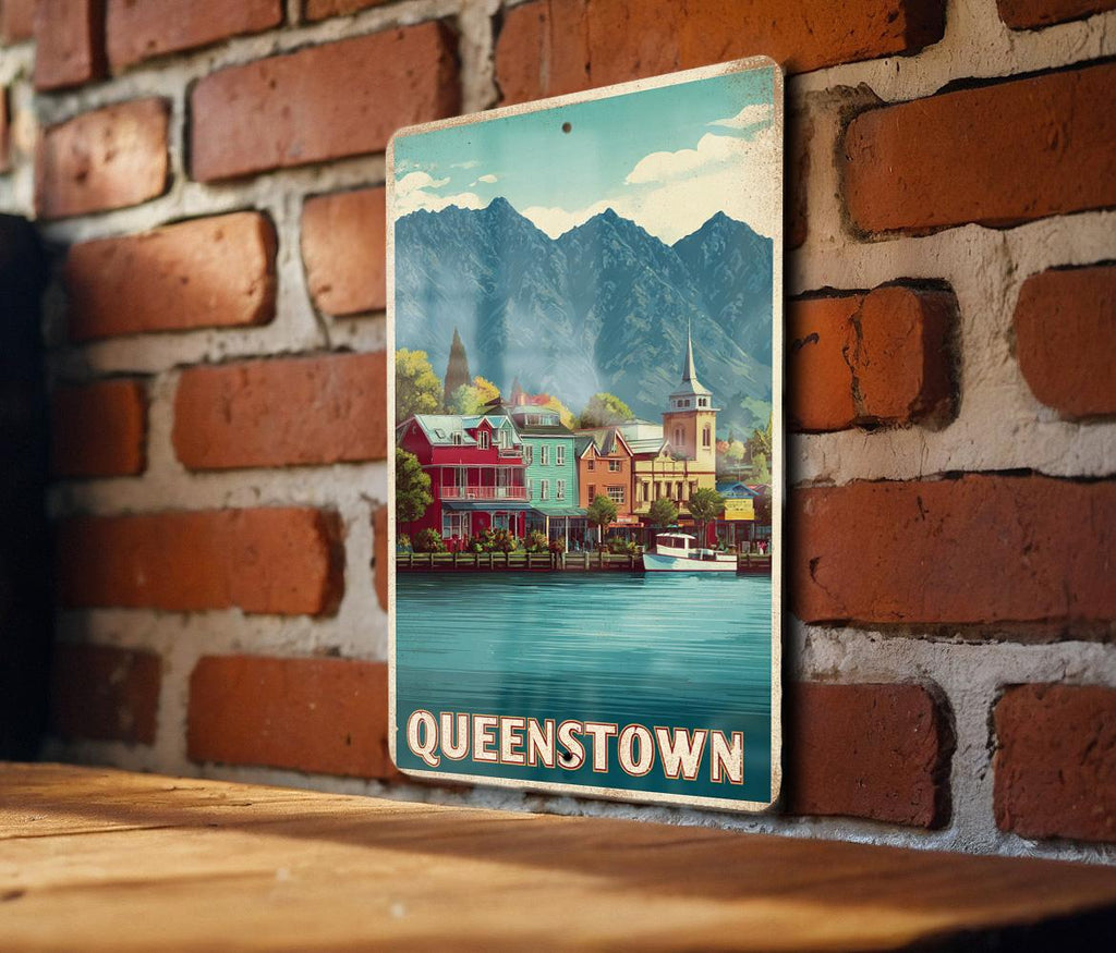 Queenstown Retro Travel Poster Tin Sign – Vintage Metal Wall Art Decor for Home, Bar, Garage or Man Cave — photo 3