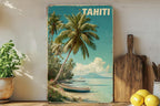 Retro Tahiti Travel Poster Metal Sign – Vintage Island Wall Decor, Tropical Beach Tin Art for Home or Bar — photo 2