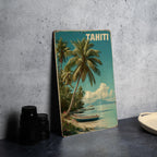 Retro Tahiti Travel Poster Metal Sign – Vintage Island Wall Decor, Tropical Beach Tin Art for Home or Bar — photo 4