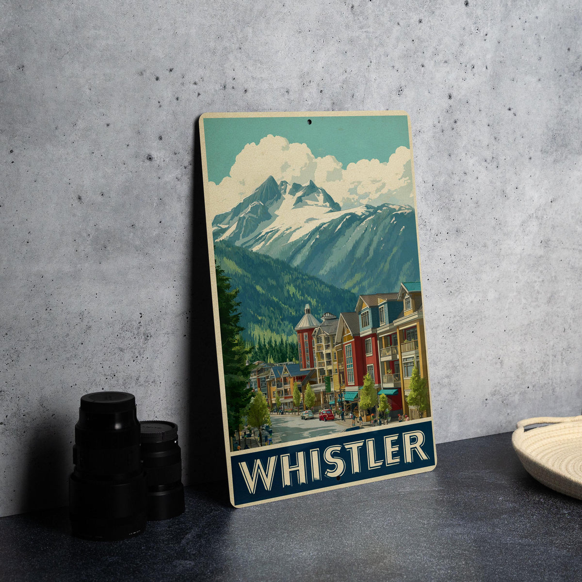 Whistler Village Retro Travel Poster Tin Sign – Vintage-Style Metal Wall Art for Cabin, Lodge, or Ski Decor — photo 4