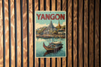 Retro Yangon Travel Poster Style Tin Sign – Vintage Metal Wall Art for Home, Bar, or Office Décor — photo 1