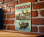 Retro Yangon Travel Poster Style Tin Sign – Vintage Metal Wall Art for Home, Bar, or Office Décor — photo 3
