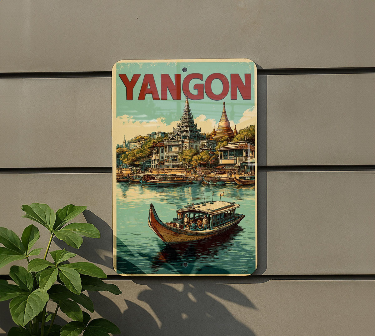 Retro Yangon Travel Poster Style Tin Sign – Vintage Metal Wall Art for Home, Bar, or Office Décor — photo 5