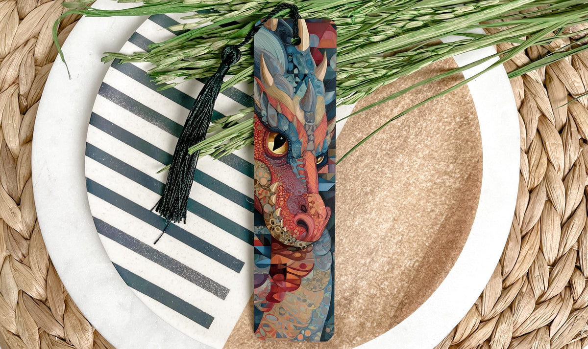Dragon Art Metal Bookmark – Cubist Oil Painting Illustration, Fantasy Creature, Detailed Artistic Gift for Book Lovers — photo 3