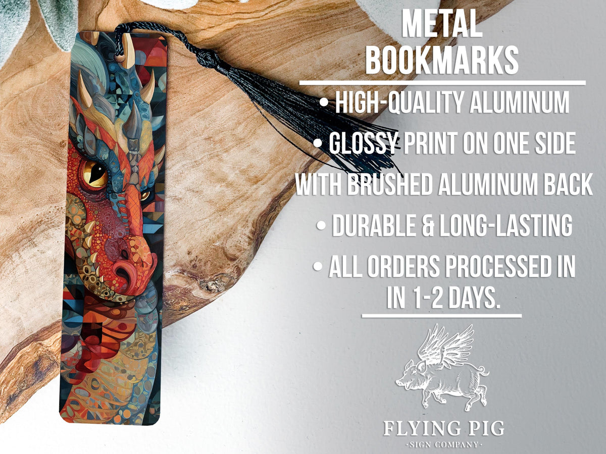 Dragon Art Metal Bookmark – Cubist Oil Painting Illustration, Fantasy Creature, Detailed Artistic Gift for Book Lovers — photo 4