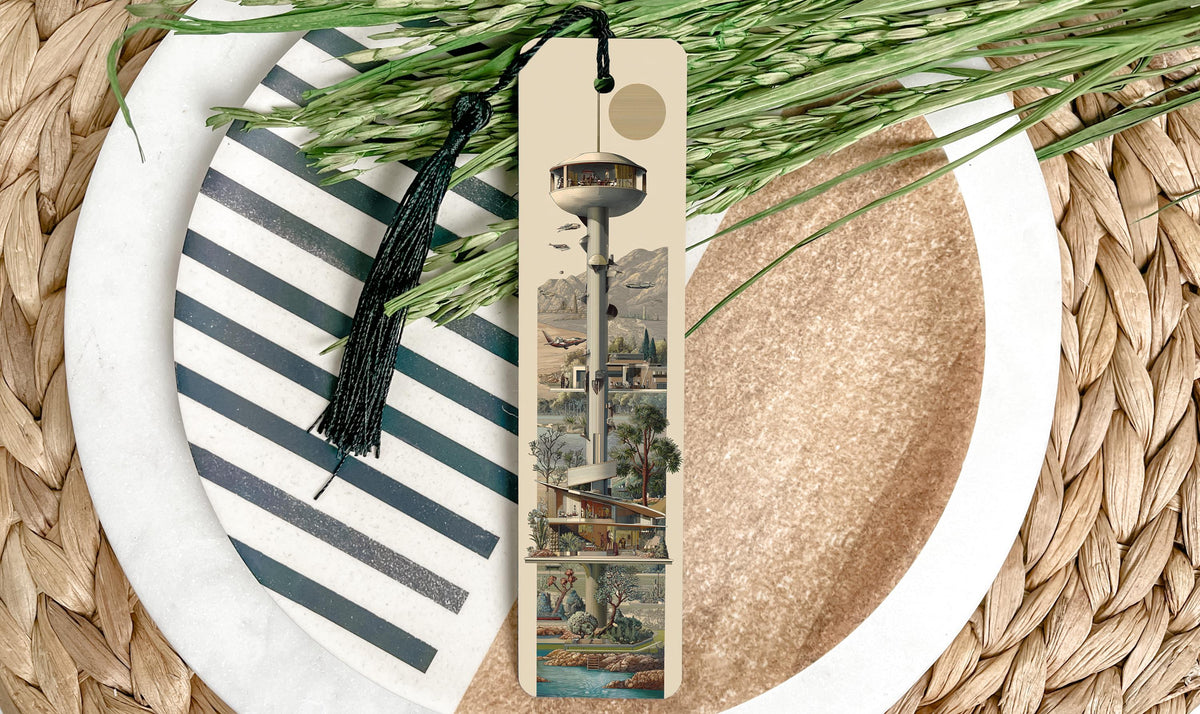 Mid Century Modern Metal Bookmark – Detailed Artistic Illustration, Retro Style Gift for Book Lovers, Vintage-Inspired Design — photo 1