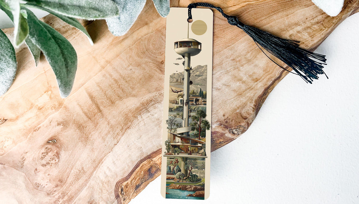 Mid Century Modern Metal Bookmark – Detailed Artistic Illustration, Retro Style Gift for Book Lovers, Vintage-Inspired Design — photo 3