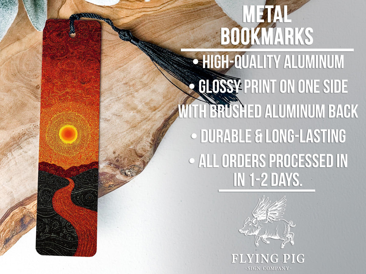 Aboriginal Dot Art Metal Bookmark – Setting Sun Illustration, Detailed Indigenous Design, Artistic Gift for Book Lovers — photo 4