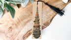 Stupa Embroidery Metal Bookmark – Intricate Needlework Pattern, Artistic Buddhist Design, Detailed Handcrafted Gift Idea — photo 1