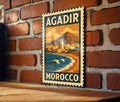 Agadir Morocco Stamp Style Metal Sign – Vintage Travel Wall Art,  Rustic Home Decor, Moroccan Souvenir Plaque — photo 1