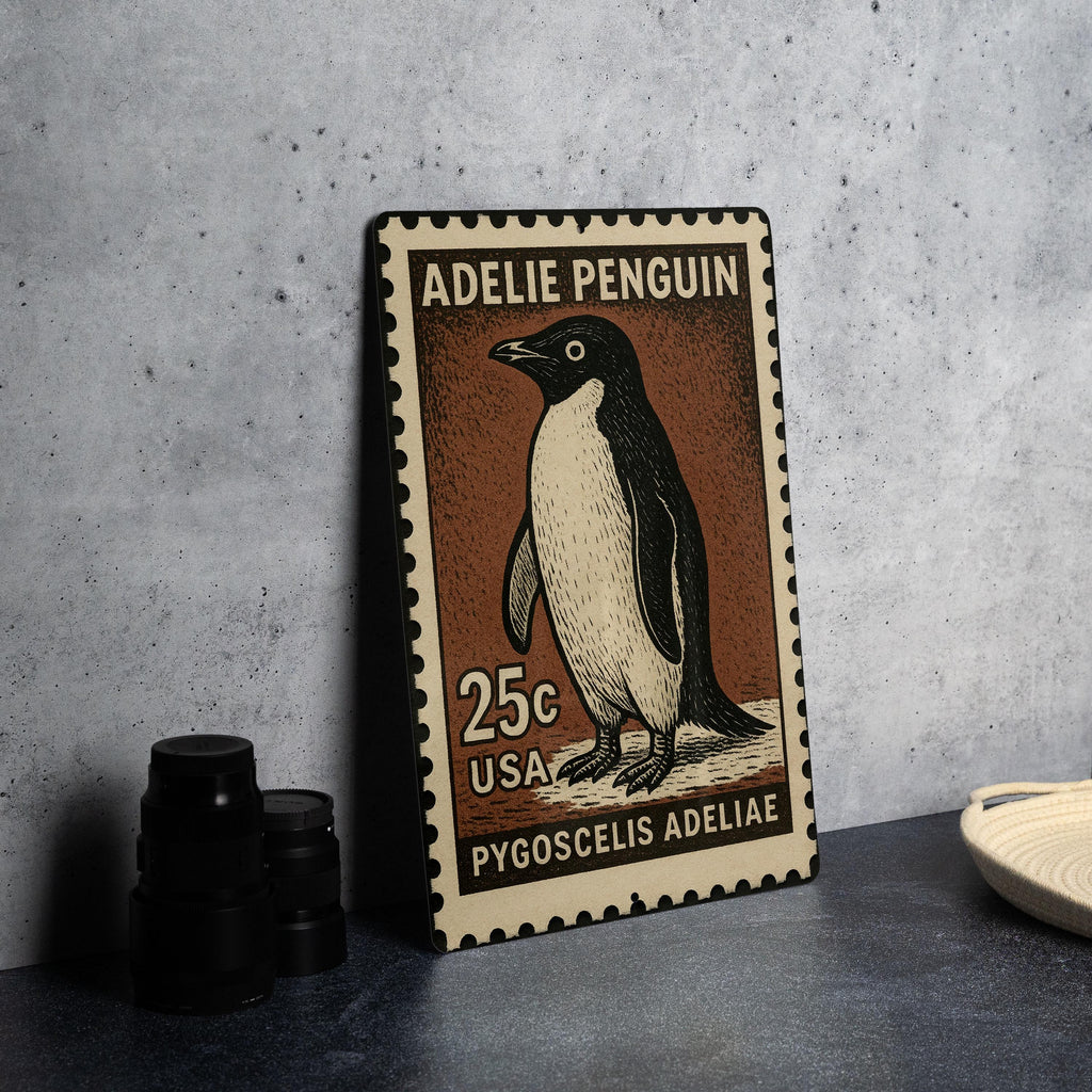 Adelie Penguin Stamp Art Metal Sign – Vintage Wall Decor, Arctic Wildlife Home Accent, Rustic Tin Poster — photo 4