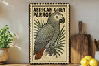 African Grey Parrot Metal Sign – Vintage Stamp Style Wall Art, Bird Decor for Home, Aviary, or Garden Display — photo 1
