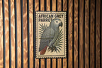African Grey Parrot Metal Sign – Vintage Stamp Style Wall Art, Bird Decor for Home, Aviary, or Garden Display — photo 2