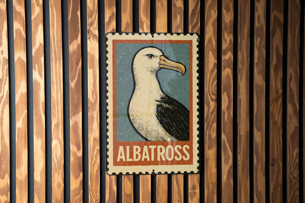 Albatross Stamp Style Wall Art – Vintage Metal Sign for Home, Garage, Bar, or Coastal Decor — photo 3