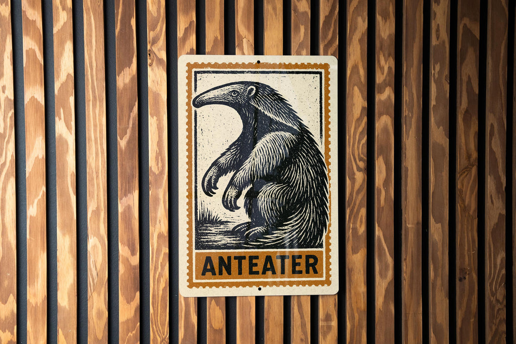 Anteater Stamp Style Metal Sign – Rustic Wall Art, Vintage Animal Decor for Home, Cabin, or Man Cave — photo 1