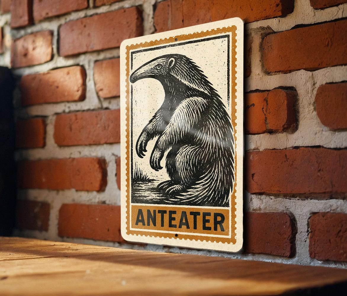 Anteater Stamp Style Metal Sign – Rustic Wall Art, Vintage Animal Decor for Home, Cabin, or Man Cave — photo 2