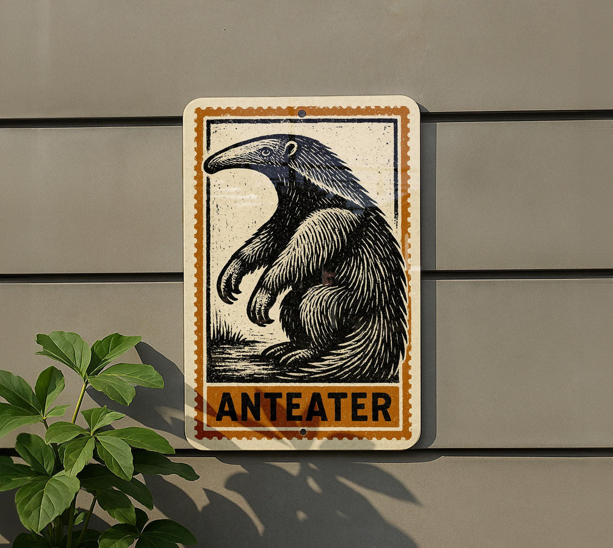 Anteater Stamp Style Metal Sign – Rustic Wall Art, Vintage Animal Decor for Home, Cabin, or Man Cave — photo 5