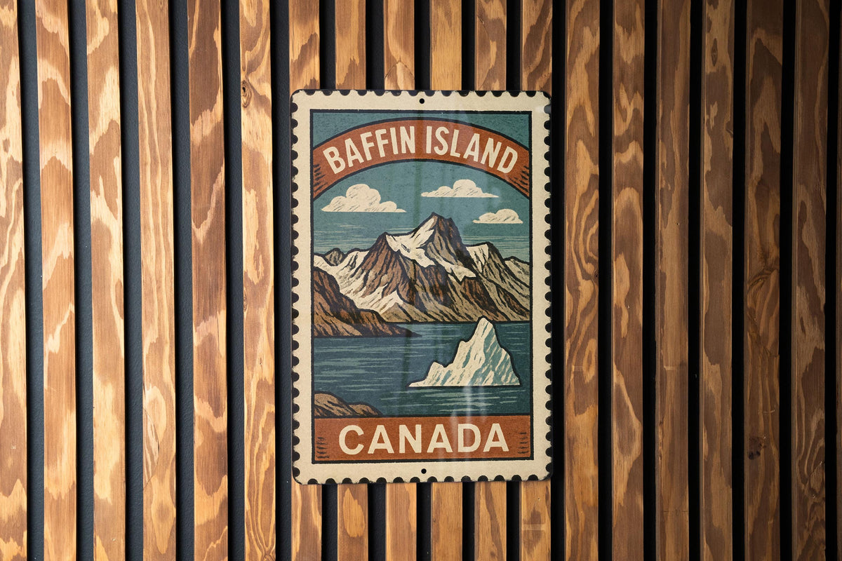 Baffin Island Canada Stamp Art Metal Sign – Vintage Wall Decor, Rustic Canadian Travel Poster Style Plaque — photo 3