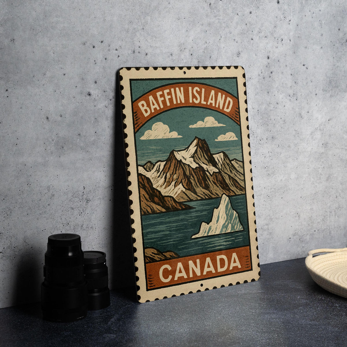 Baffin Island Canada Stamp Art Metal Sign – Vintage Wall Decor, Rustic Canadian Travel Poster Style Plaque — photo 4