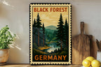 Black Forest Germany Metal Sign – Vintage Travel Stamp Style Wall Art, Rustic German Decor, Tin Poster for Home — photo 2