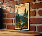 Black Forest Germany Metal Sign – Vintage Travel Stamp Style Wall Art, Rustic German Decor, Tin Poster for Home — photo 3