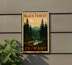 Black Forest Germany Metal Sign – Vintage Travel Stamp Style Wall Art, Rustic German Decor, Tin Poster for Home — photo 5