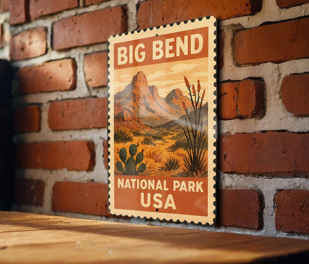 Big Bend National Park Metal Sign – Vintage Stamp Style Wall Art, Rustic USA Travel Decor, National Park Souvenir Sign — photo 1