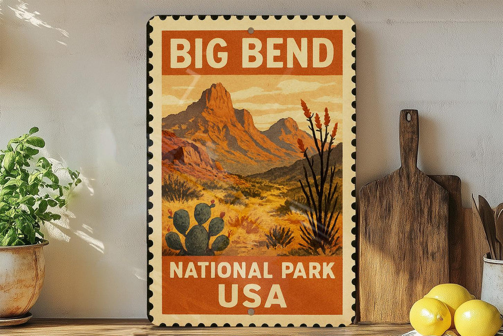 Big Bend National Park Metal Sign – Vintage Stamp Style Wall Art, Rustic USA Travel Decor, National Park Souvenir Sign — photo 3
