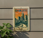 Charlotte NC Vintage Stamp Metal Sign – Retro Wall Art, North Carolina City Decor, Industrial Home Garage or Office Signage — photo 5