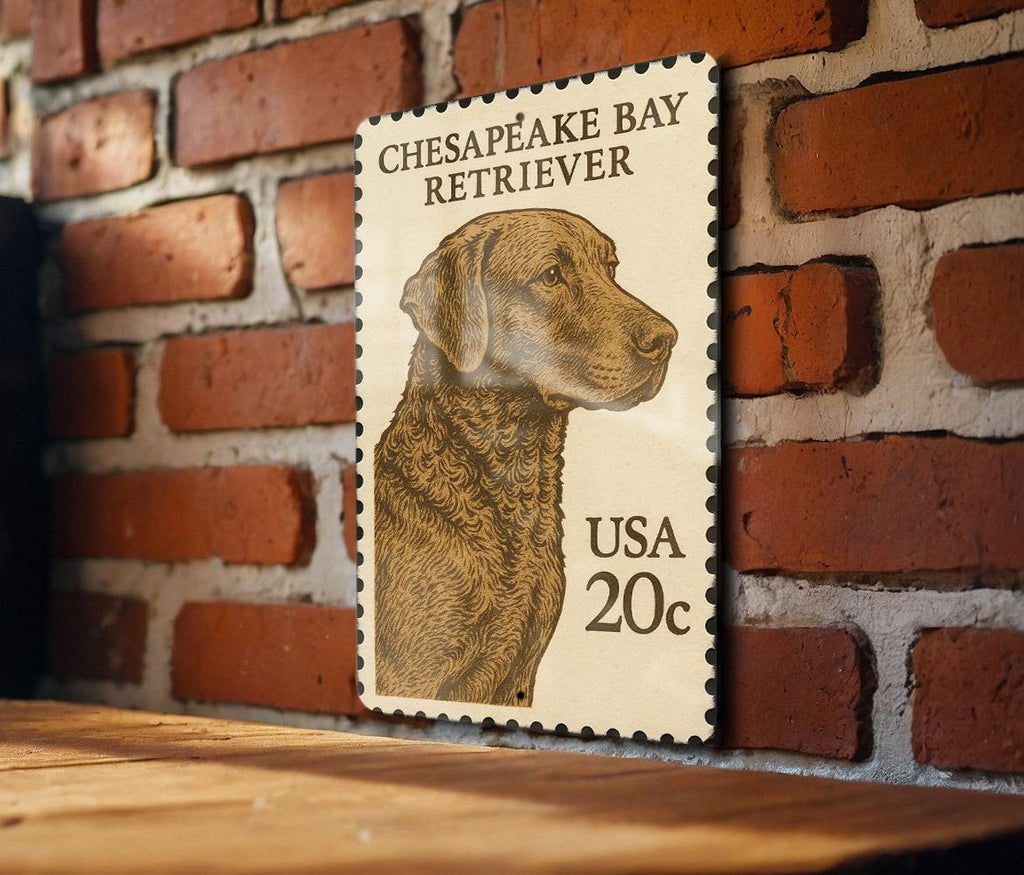 Chesapeake Bay Retriever Metal Sign – Rustic Dog Wall Art, Vintage Stamp Style Decor for Cabin, Lodge, or Kennel — photo 1