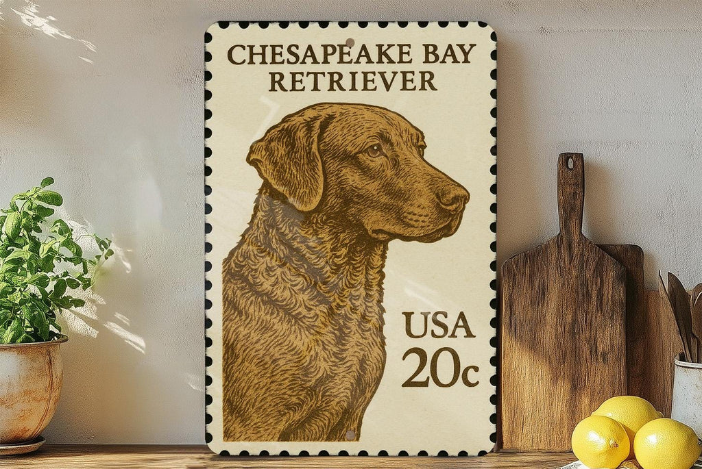 Chesapeake Bay Retriever Metal Sign – Rustic Dog Wall Art, Vintage Stamp Style Decor for Cabin, Lodge, or Kennel — photo 2