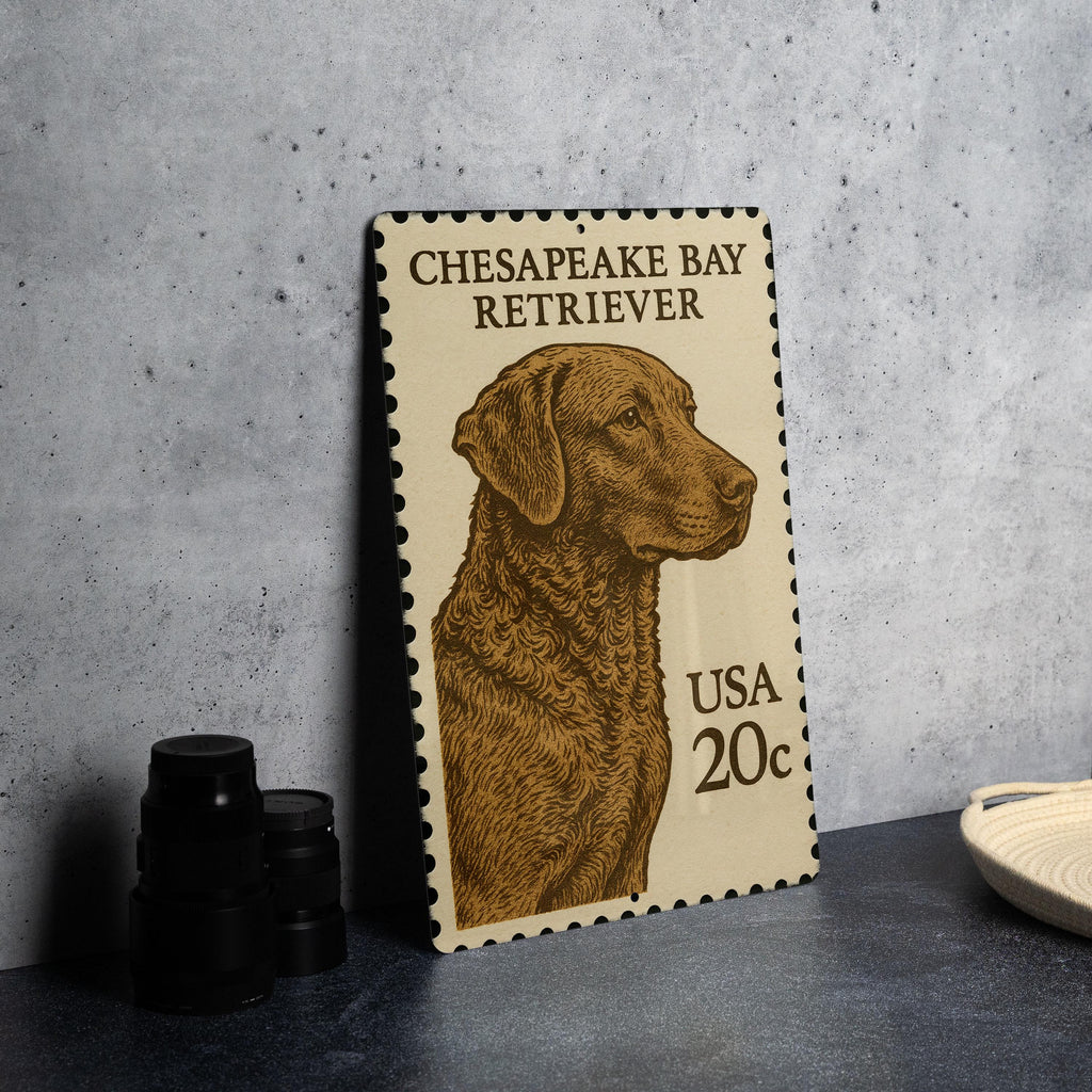 Chesapeake Bay Retriever Metal Sign – Rustic Dog Wall Art, Vintage Stamp Style Decor for Cabin, Lodge, or Kennel — photo 4