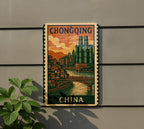Chongqing China Metal Sign – Wall Art in Vintage Stamp Style, Rustic Travel Decor for Home or Office — photo 5