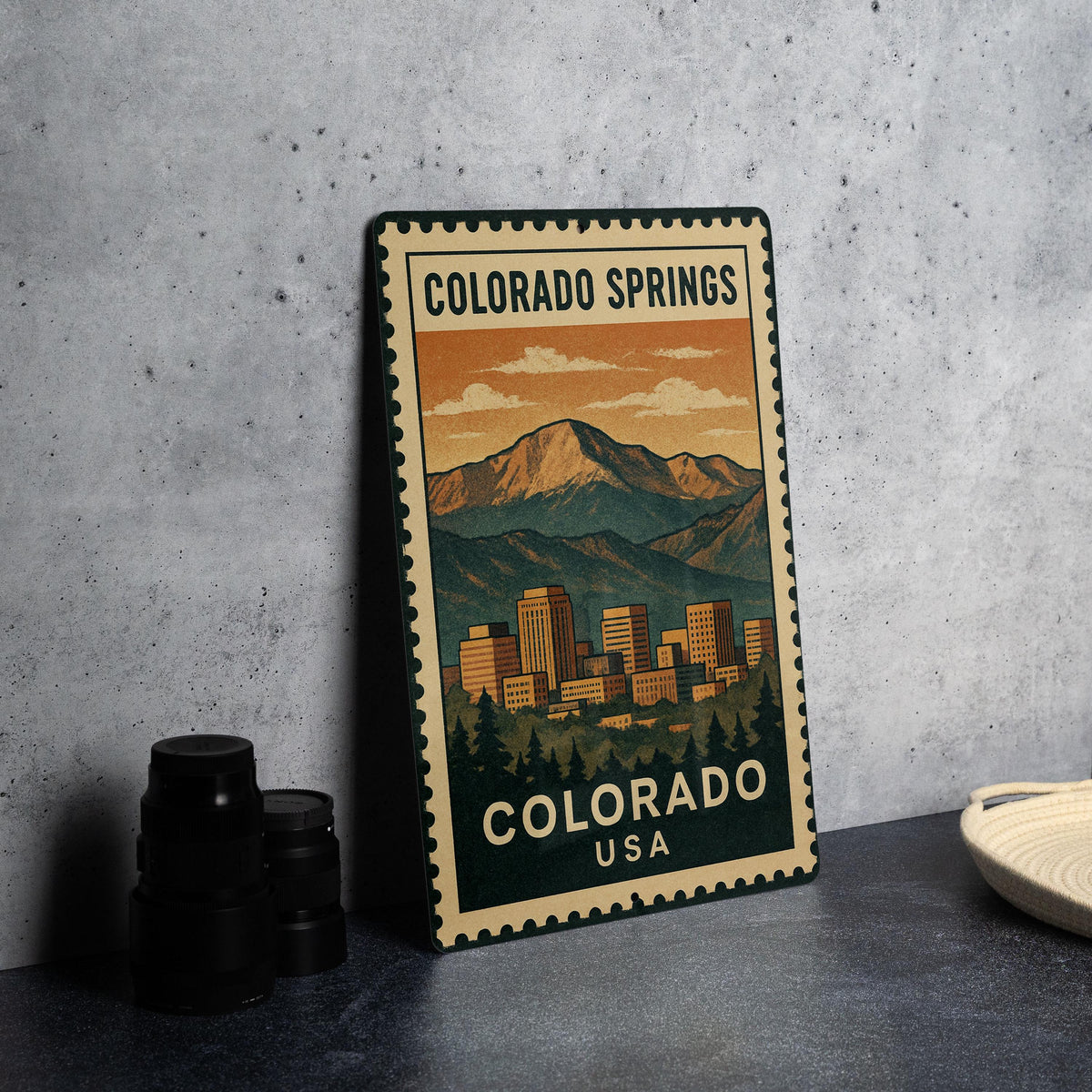 Colorado Springs CO Stamp Art Metal Sign – Vintage-Style Colorado Wall Decor, Rustic Travel Souvenir, State Pride Gift — photo 4