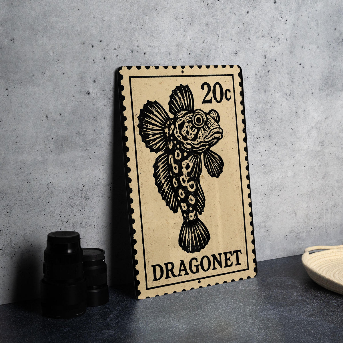 Dragonet Fish Stamp Art Metal Sign –  Vintage Ocean Marine Wall Decor for Beach House or Coastal Bathroom — photo 4