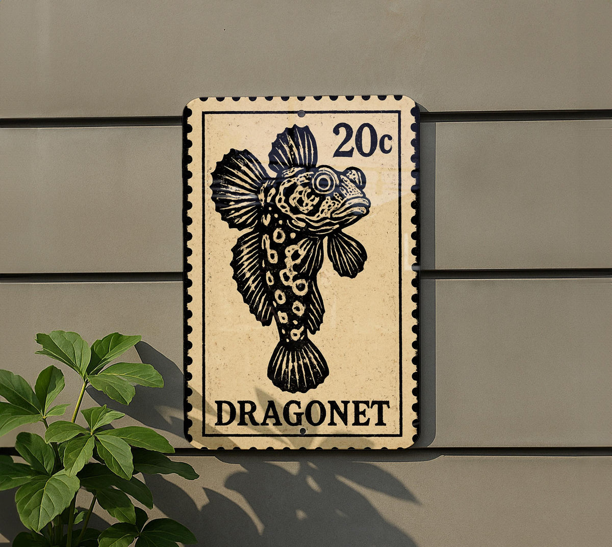 Dragonet Fish Stamp Art Metal Sign –  Vintage Ocean Marine Wall Decor for Beach House or Coastal Bathroom — photo 5