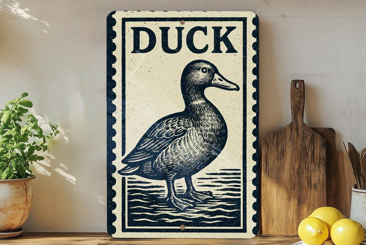 Vintage Duck Metal Sign – Rustic Wall Art, Wildlife Stamp Style Decor for Cabin, Lodge, or Hunting Enthusiast — photo 1