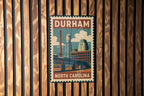Durham North Carolina Metal Sign – Vintage Stamp Style Wall Art, Rustic NC Home Decor, City Skyline Gift, USA Travel Souvenir — photo 2