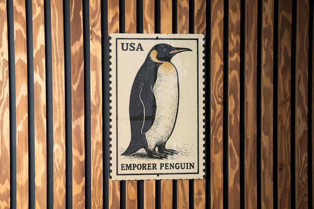 Emperor Penguin Metal Sign – Vintage Stamp Style Wall Art for Home, Cabin, or Rustic Decor — photo 2