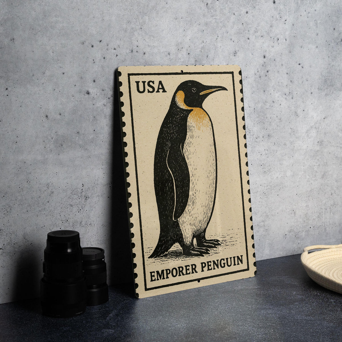 Emperor Penguin Metal Sign – Vintage Stamp Style Wall Art for Home, Cabin, or Rustic Decor — photo 4