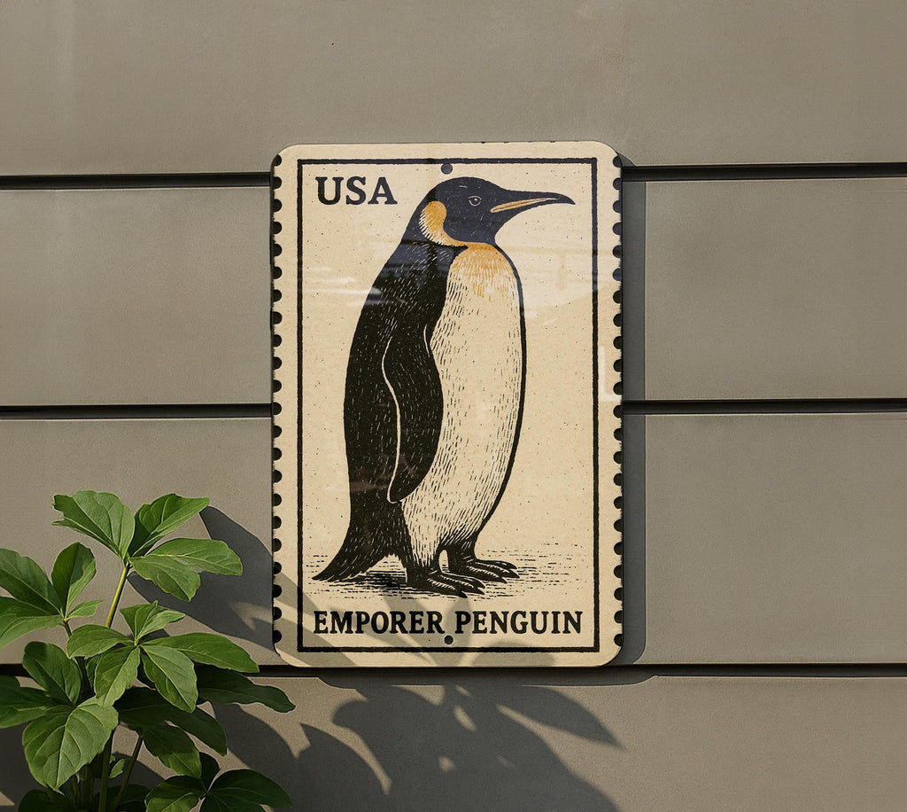 Emperor Penguin Metal Sign – Vintage Stamp Style Wall Art for Home, Cabin, or Rustic Decor — photo 5