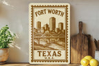 Fort Worth Texas Stamp Style Metal Sign – Vintage Wall Art Décor, Rustic Texas State Souvenir Gift — photo 1