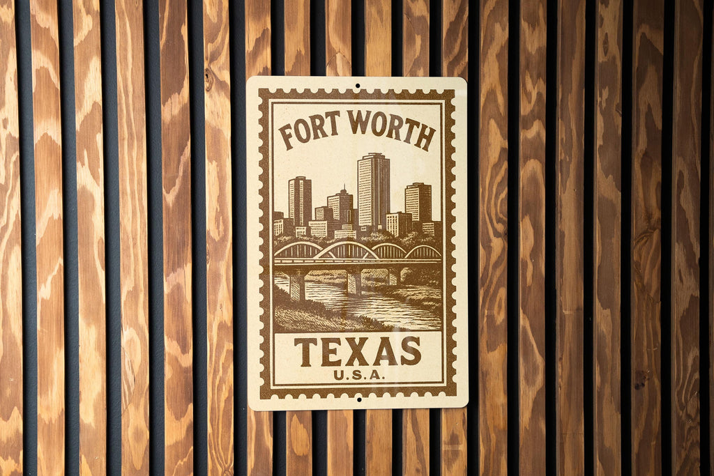 Fort Worth Texas Stamp Style Metal Sign – Vintage Wall Art Décor, Rustic Texas State Souvenir Gift — photo 3